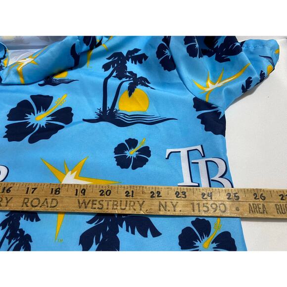 Tampa Bay Rays sz Large Starburst Hawaiian Camp Shirt Blue Floral MLB Button Up - Picture 6 of 8